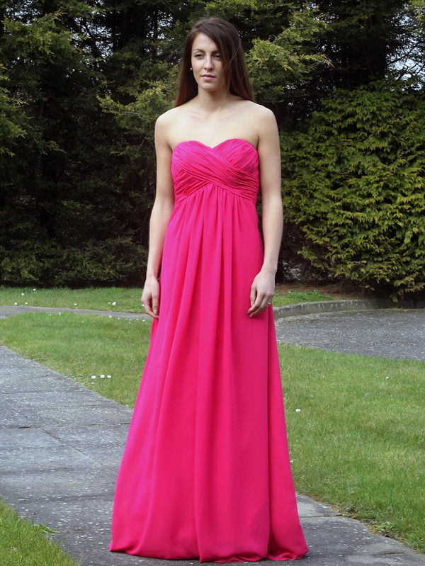 (image for) Hot Pink Chiffon Bridesmaid Dress