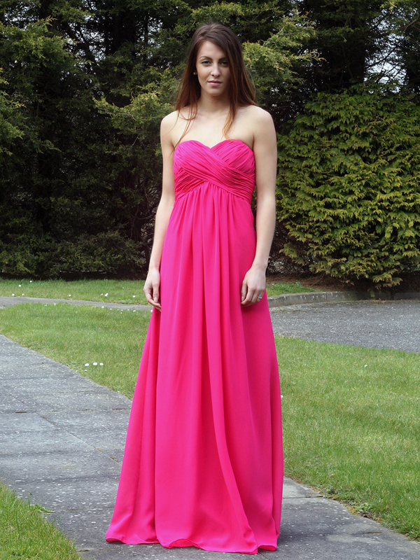(image for) Hot Pink Chiffon Bridesmaid Dress - Click Image to Close