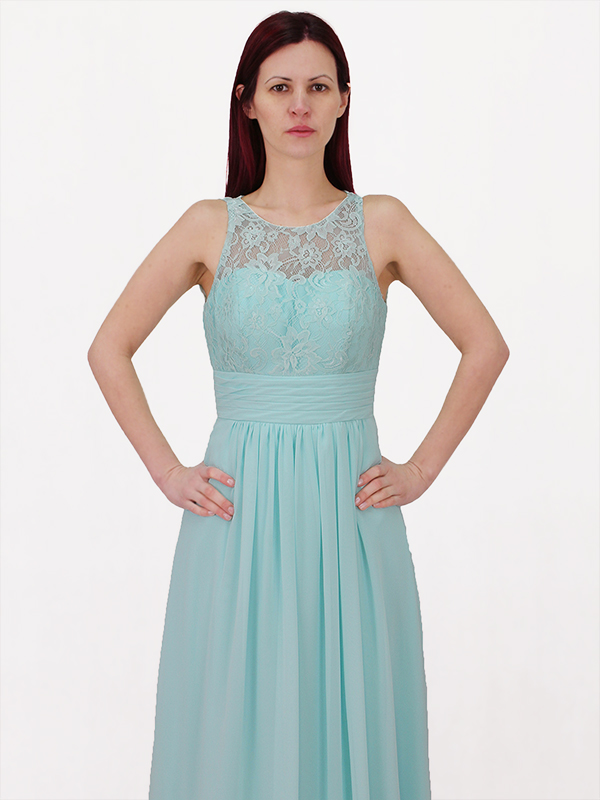 Mint Lace Chiffon Bridesmaid Dress