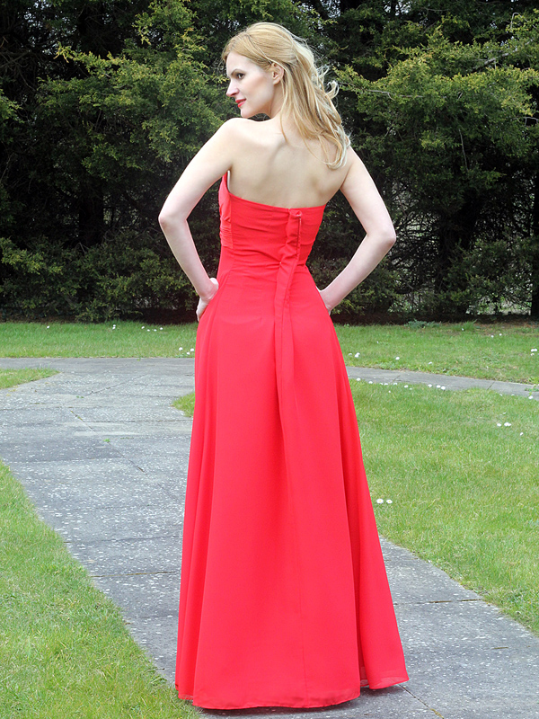 (image for) Red chiffon bridesmaid dress with beading