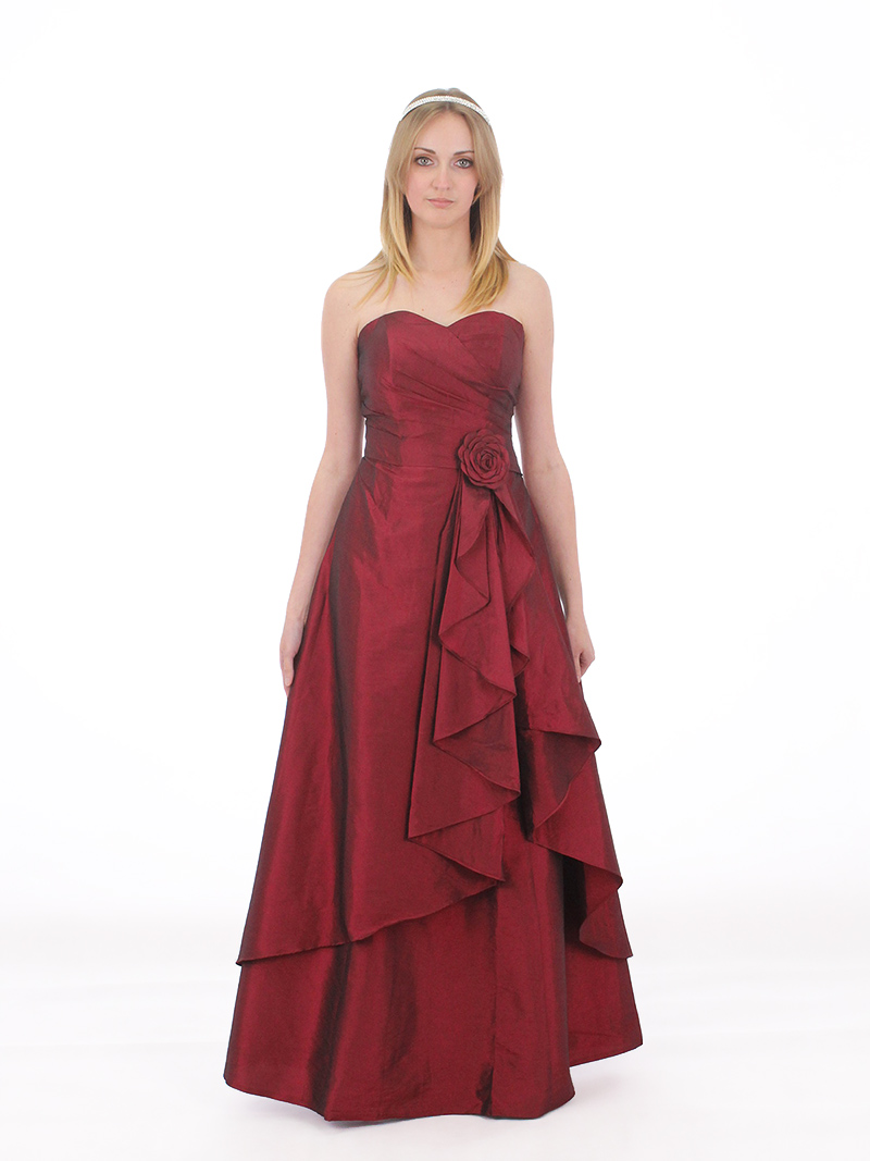 (image for) Burgundy Taffeta Bridesmaid Evening Party Prom Gown Dress Lace u
