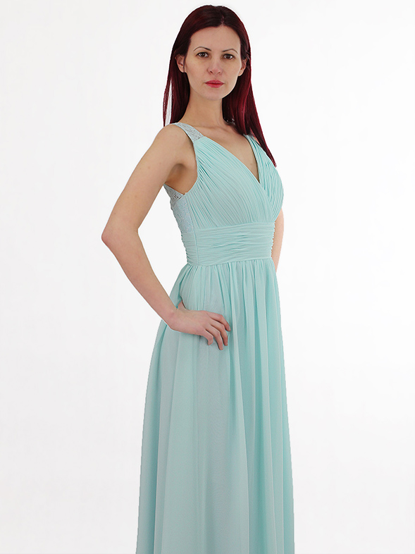 (image for) Mint Lace Chiffon Bridesmaid Dress With Zip Back - Click Image to Close