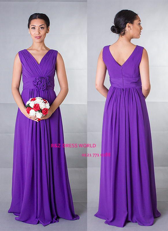 (image for) Purple chiffon Bridesmaid Evening Party Prom Dress - Click Image to Close