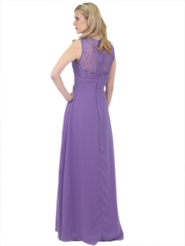 (image for) Purple Lace chiffon bridesmaid dress zip back - Click Image to Close