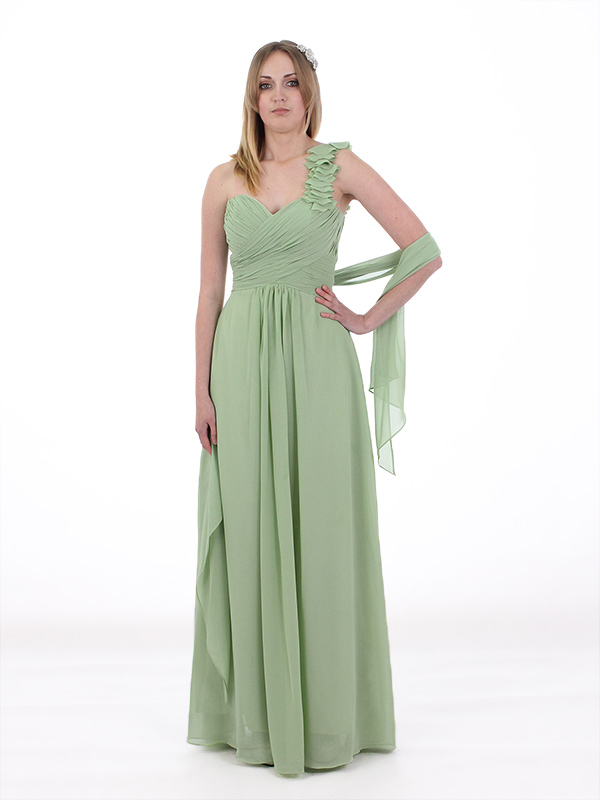 (image for) One Shoulder With Flower Bridesmaids Evening Party Prom Dress