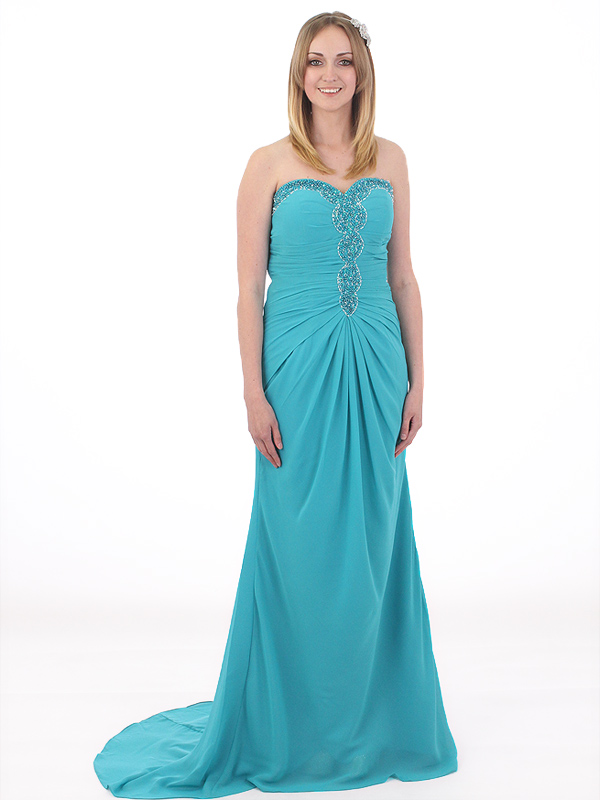 (image for) Royal blue chiffon bridesmaid dress zip back