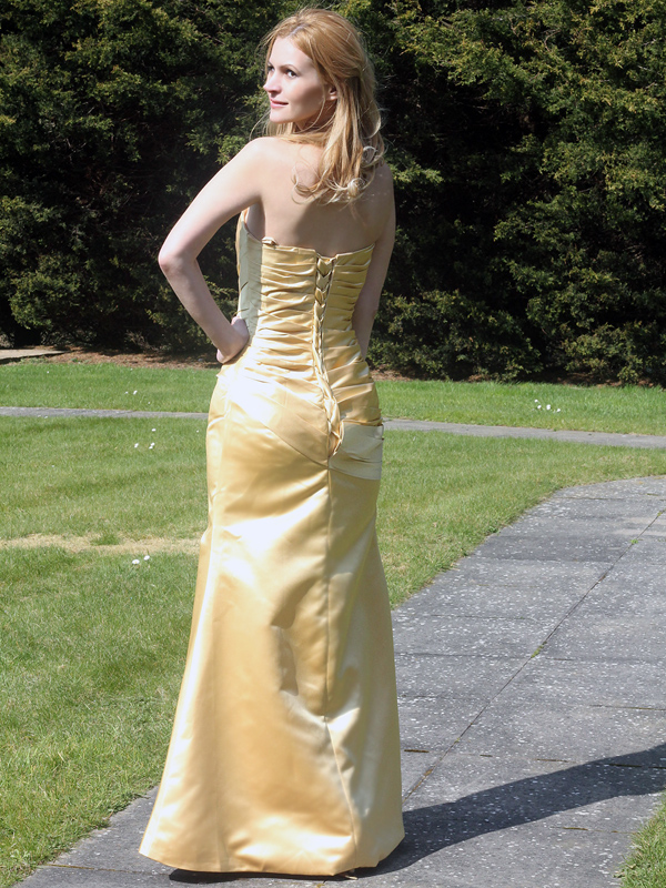 (image for) Gold satin bridesmaids dress fit and flare style 8304