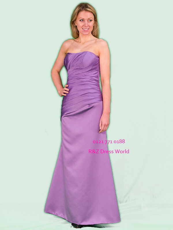 Lilac satin bridesmaids dress evening porm dress