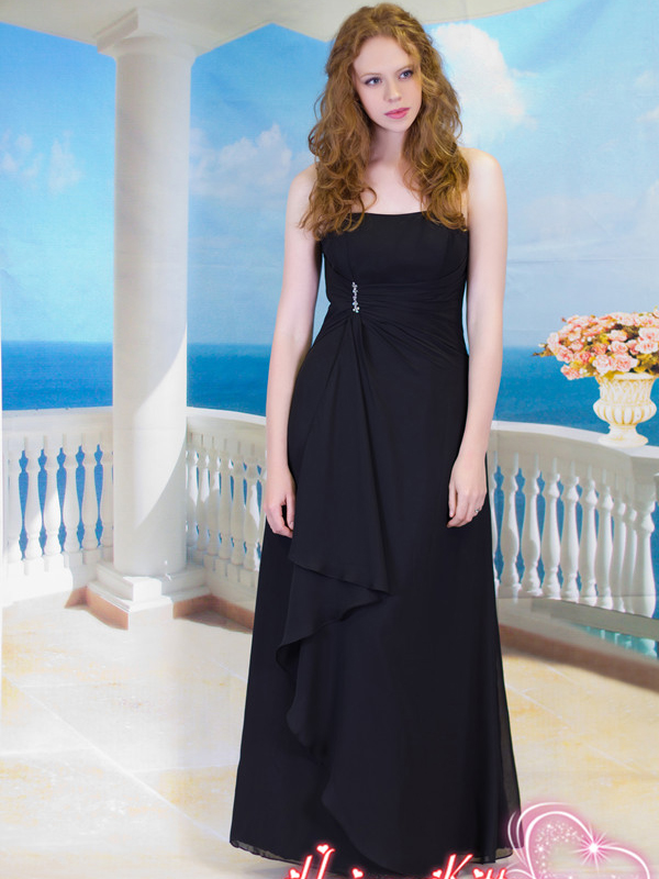 (image for) Black chiffon wedding bridesmaid dress