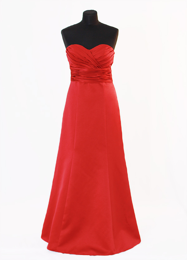 (image for) Red Satin Formal Long Ball Gown Party Prom Bridesmaid dress