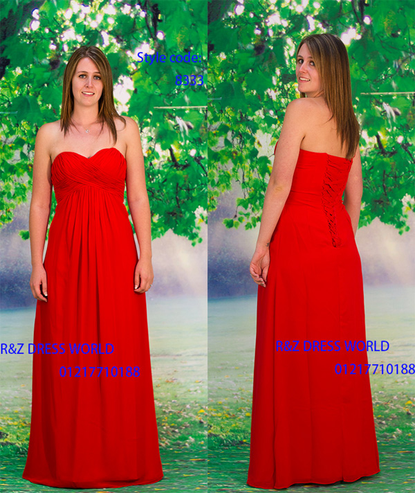 (image for) Red chiffon evening wedding bridesmaids dress - Click Image to Close