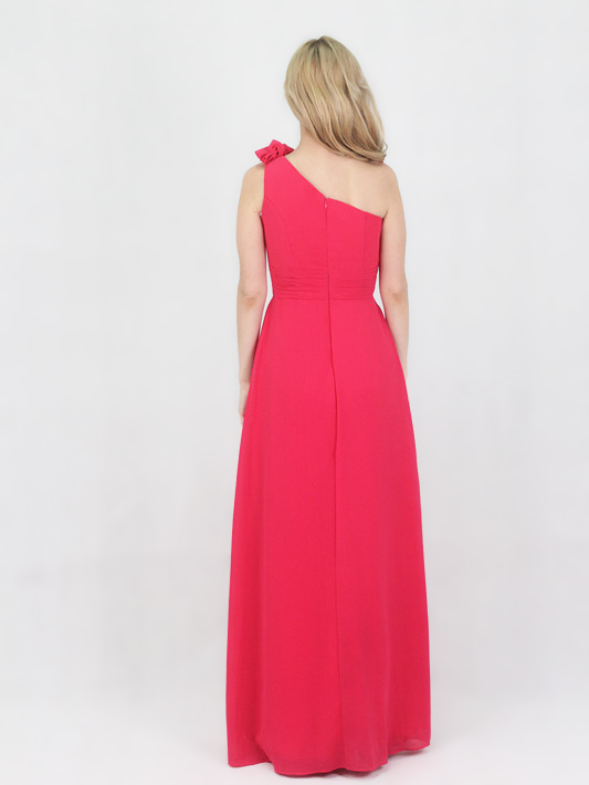(image for) Red Chiffon Bridesmaid Evening Party Prom Dress One shoulder