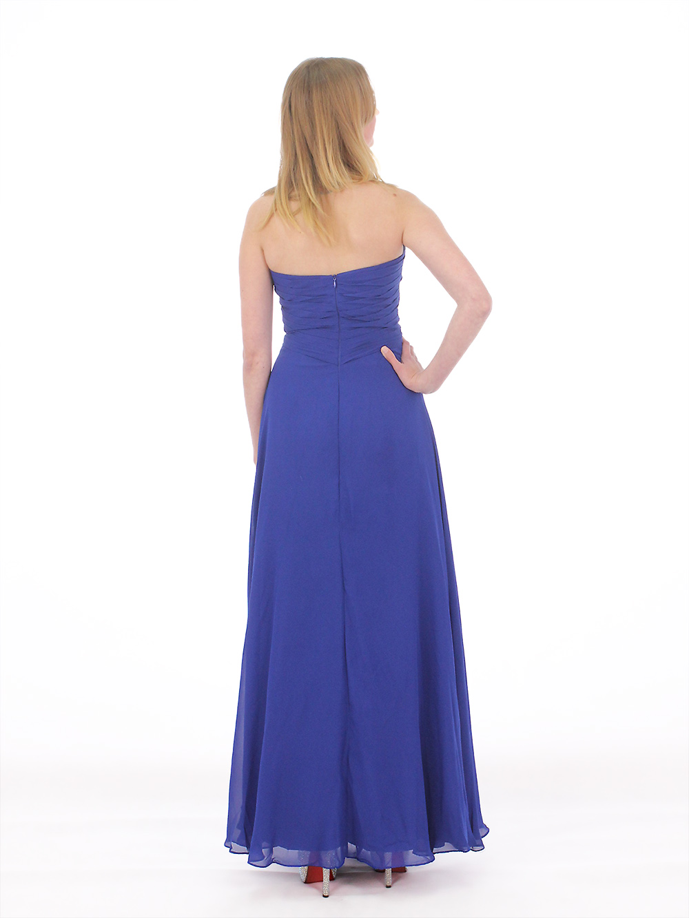 (image for) Royal blue chiffon bridesmaid dress zip back