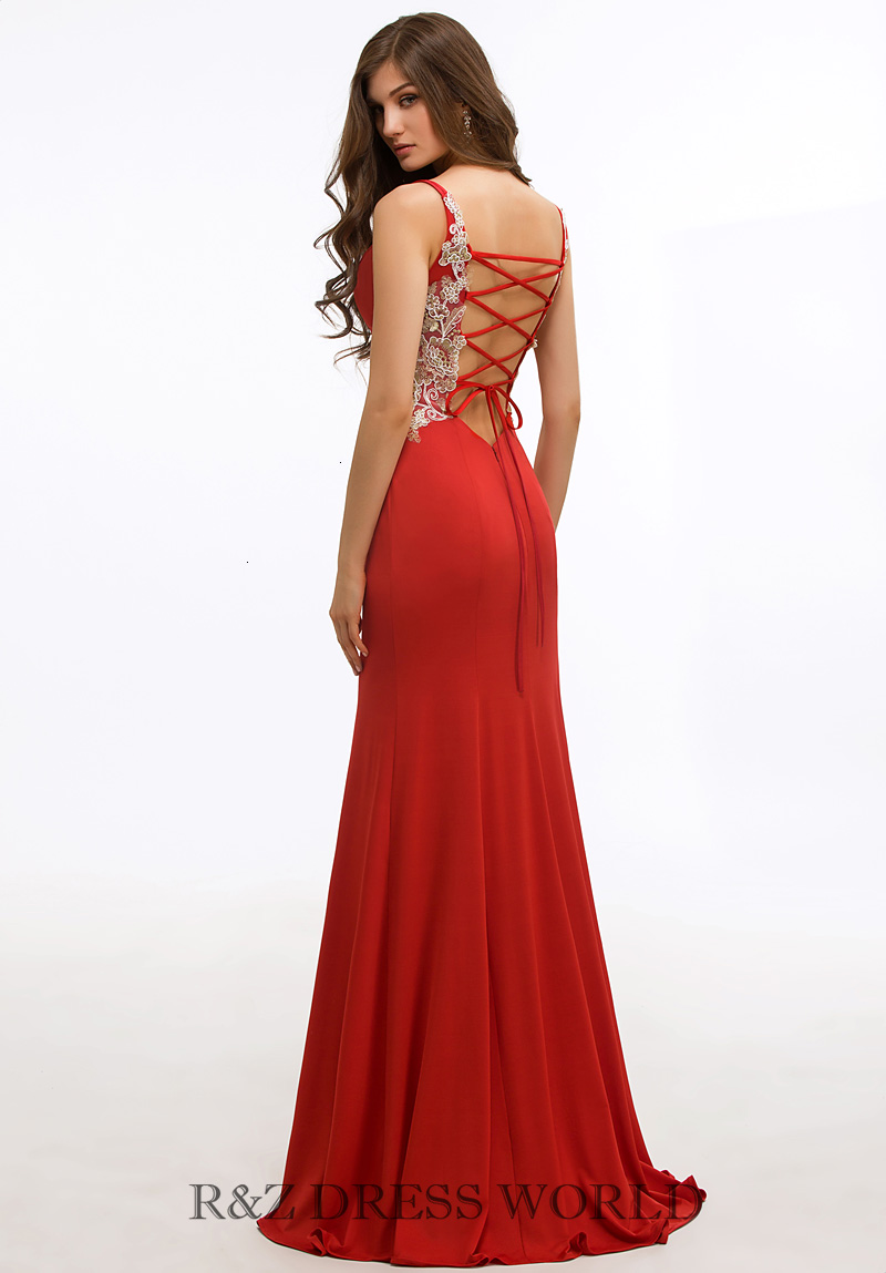 (image for) Red italy satin dress with low V back - Click Image to Close