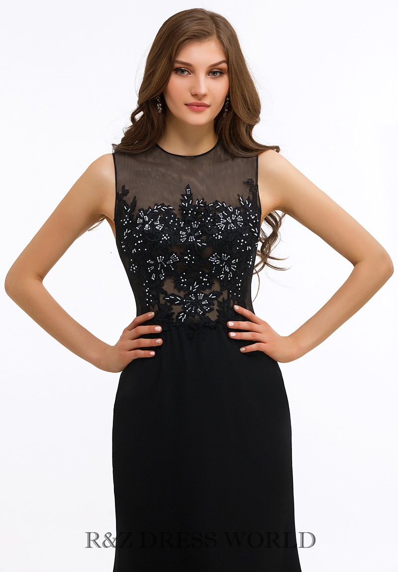 Black lace applique dress
