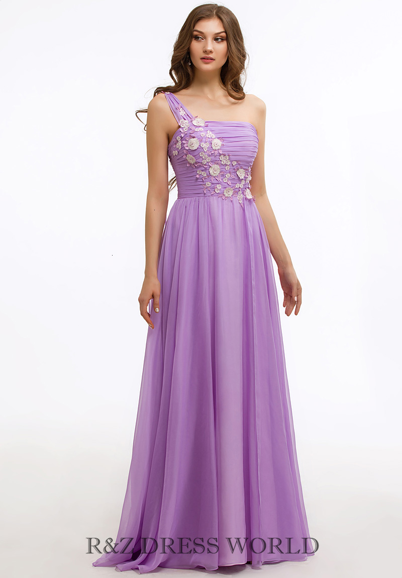 Lilac one shoulder prom dress - Click Image to Close