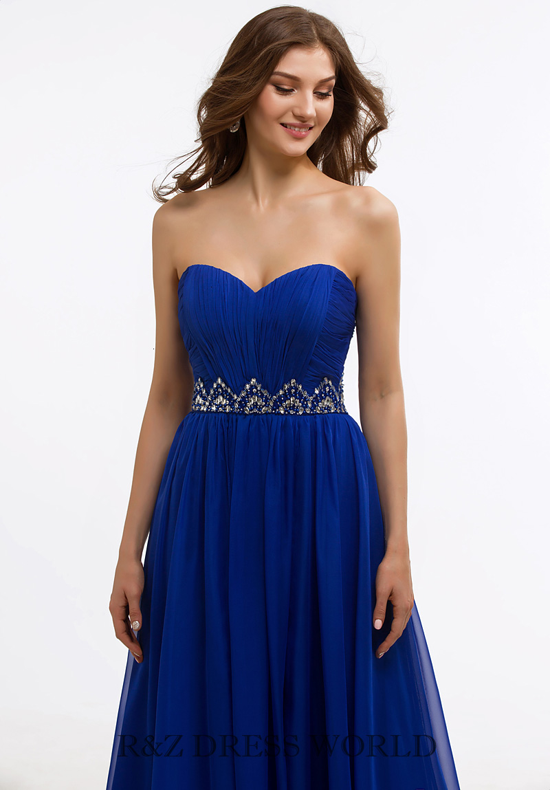 (image for) Royal blue sweet heart chiffon dress - Click Image to Close