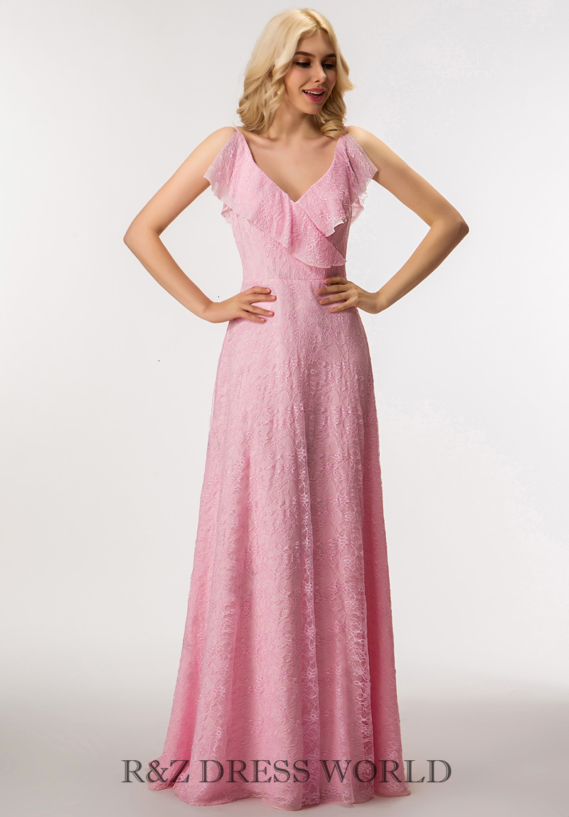 Pink lace prom dress
