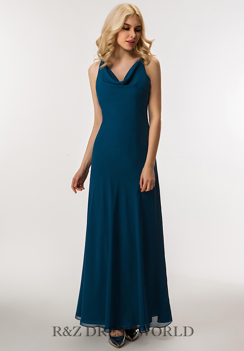 (image for) Teal blue cow neck dress