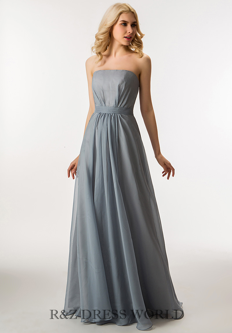 (image for) Strapless silver grey chiffon dress