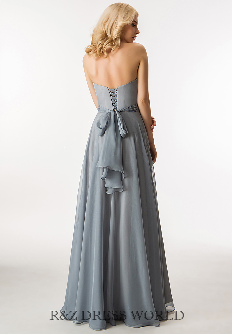 (image for) Strapless silver grey chiffon dress - Click Image to Close