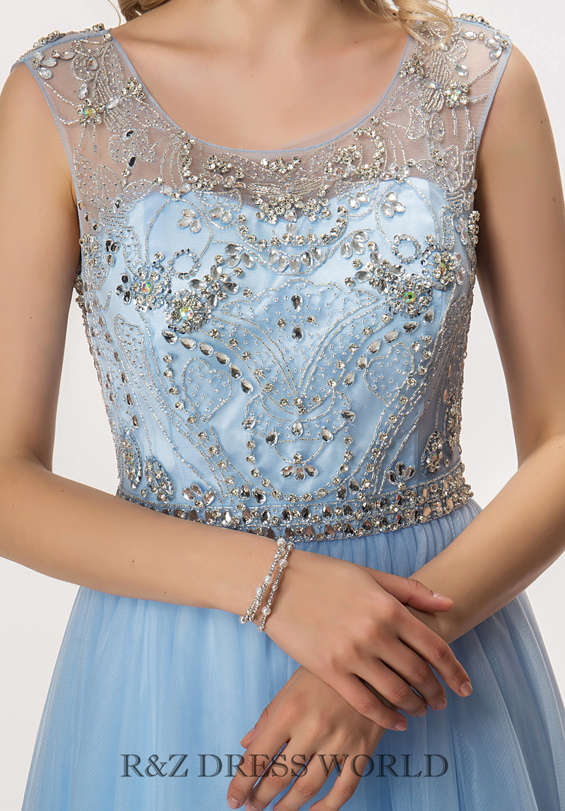 (image for) Baby blue prom dress with key hole back