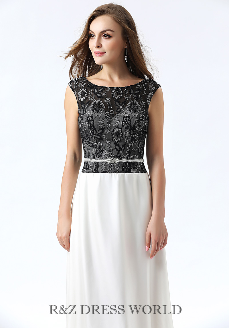 (image for) White chiffon dress with black lace top