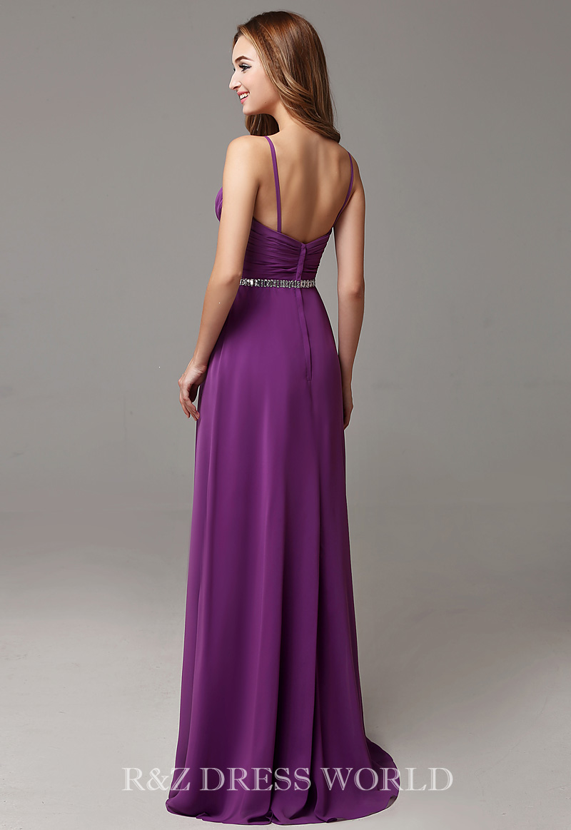(image for) Purple chiffon dress with silver beading waistband - Click Image to Close