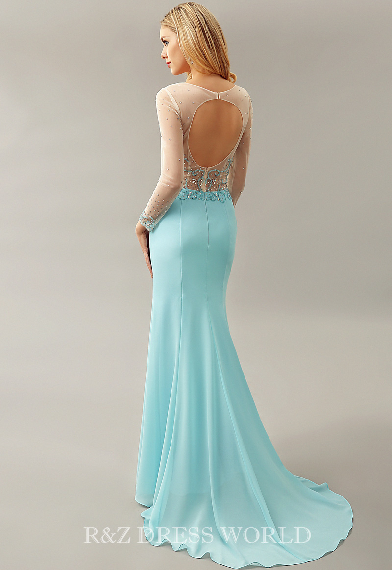 (image for) Pale blue prom dress with sleeve