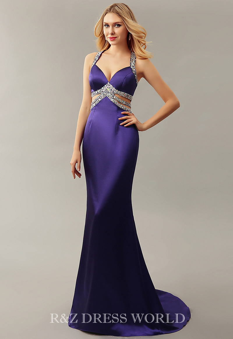 (image for) Purple halterneck beading dress - Click Image to Close