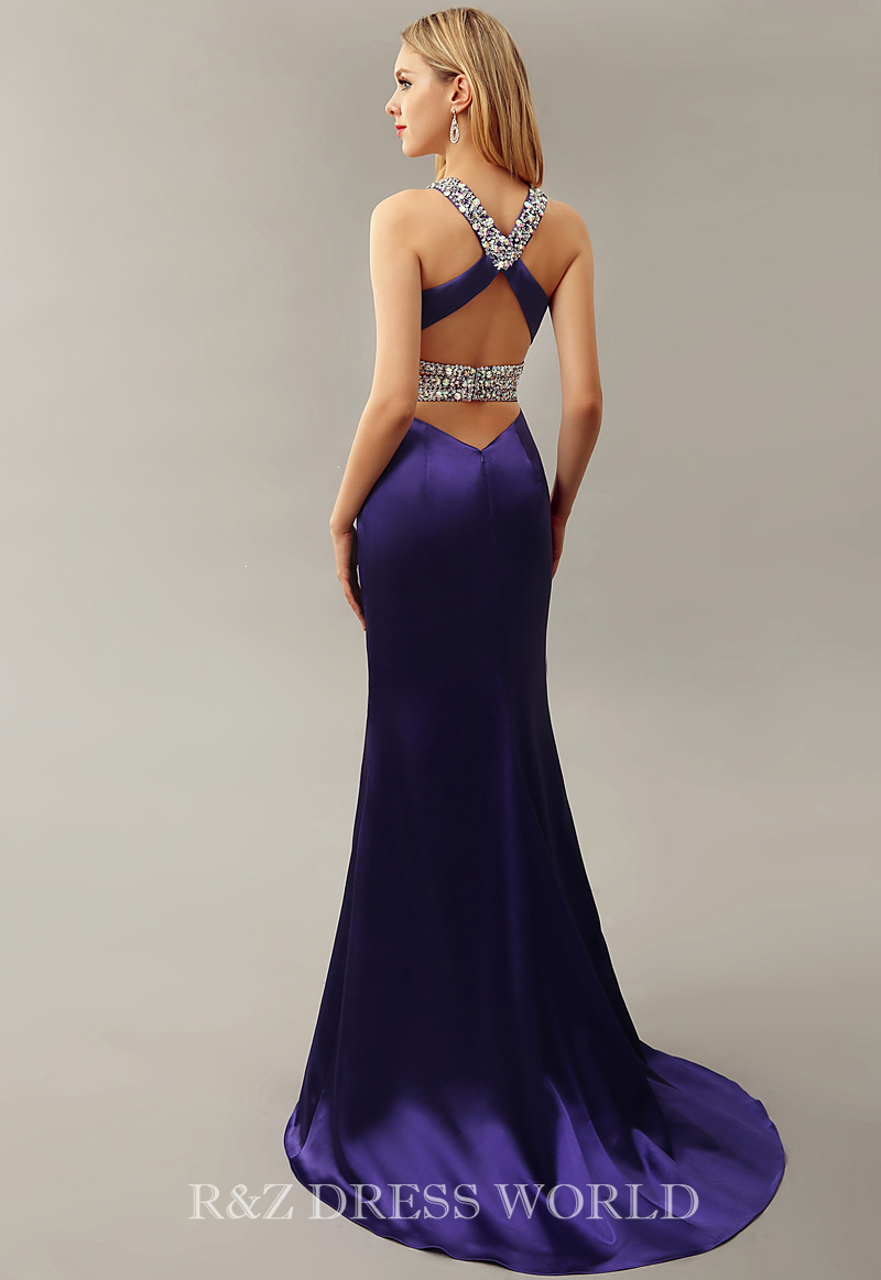 (image for) Purple halterneck beading dress - Click Image to Close