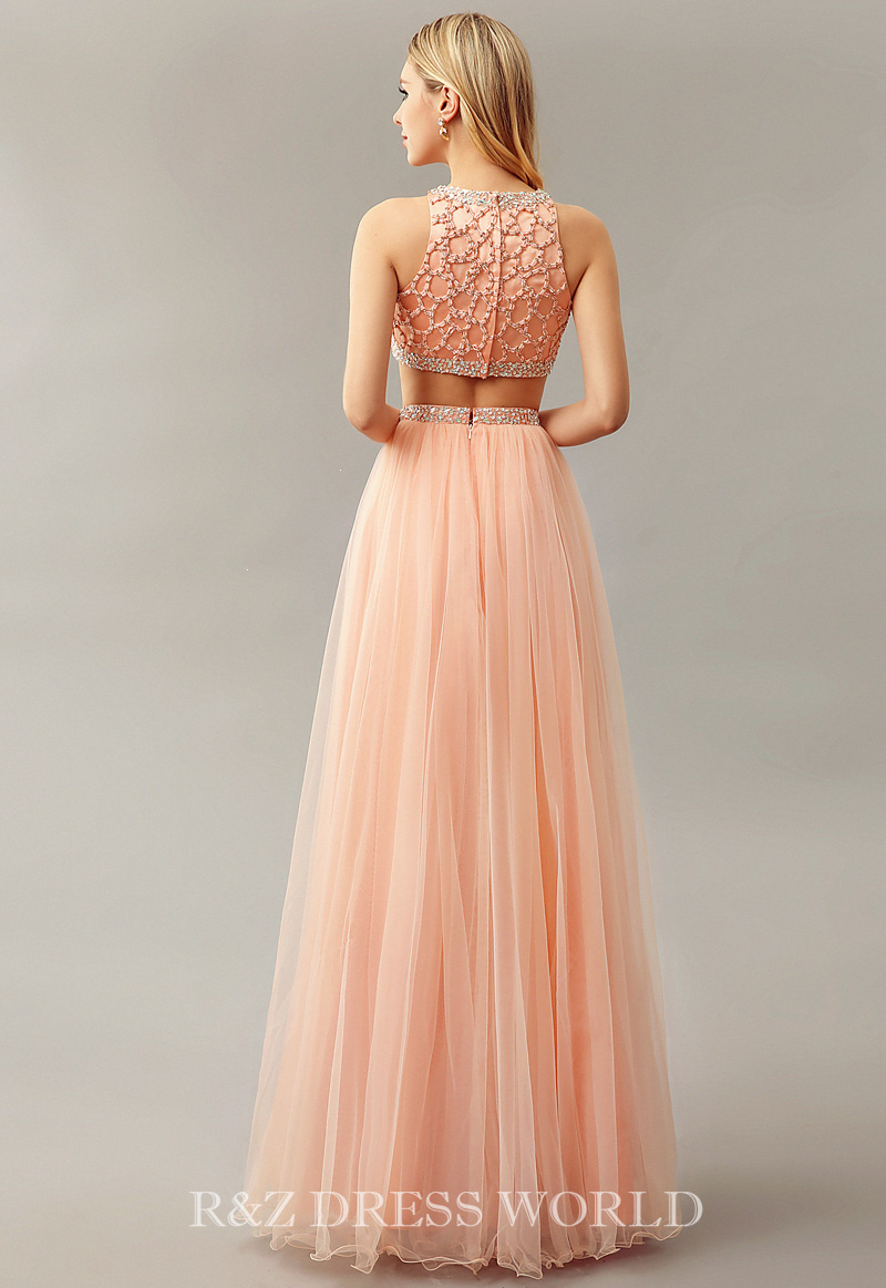 (image for) Peach two piece prom dress