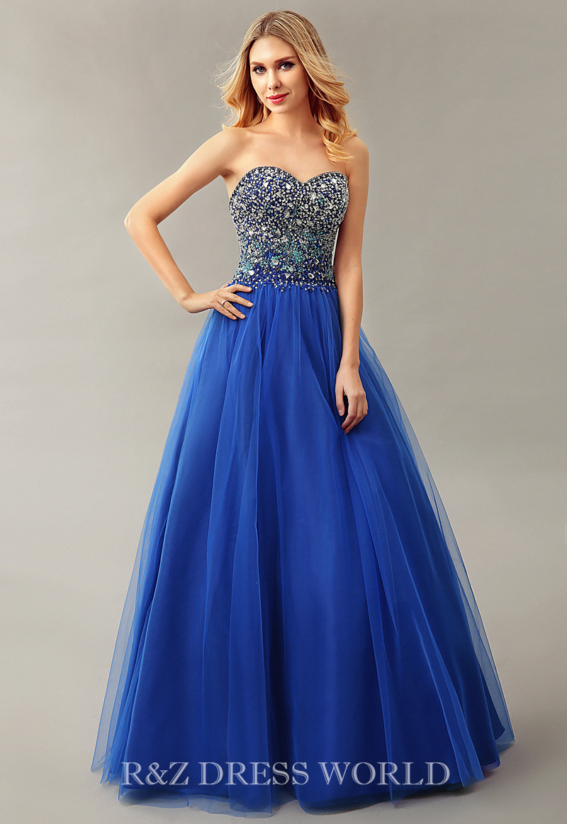 (image for) Royal blue princess prom dress - Click Image to Close